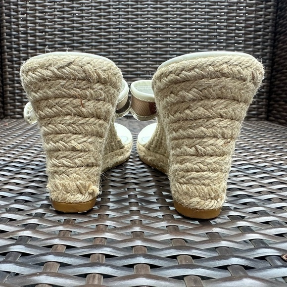 Burberry Cream and Tan Espadrille Wedge Sandals - 9 - Picture 5 of 9
